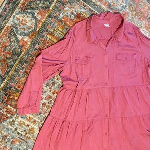 Time and True pink maternity shirt dress